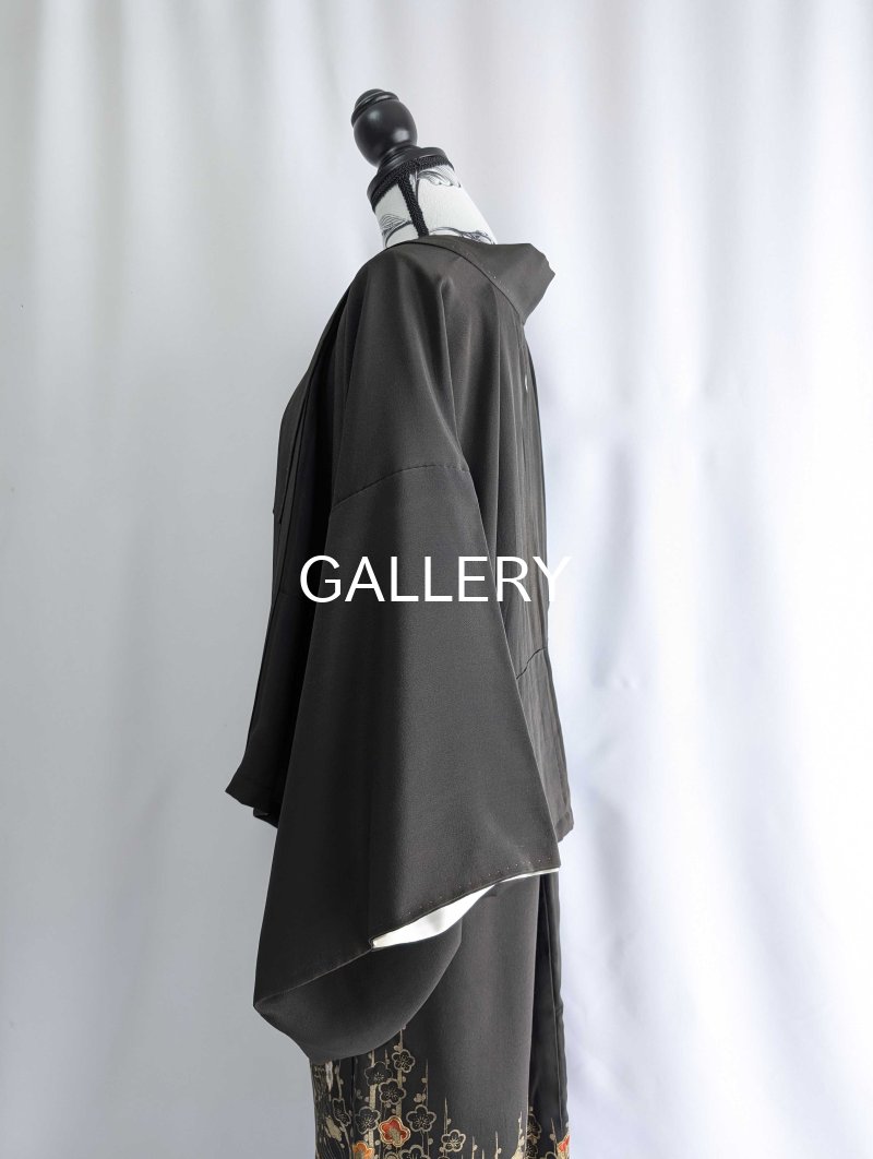 画像13: 【金駒×梅竹文様×黒橡色】黒留袖ラップスカートセットアップ (13)