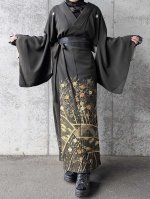 画像6: 【金駒×梅竹文様×黒橡色】黒留袖ラップスカートセットアップ (6)
