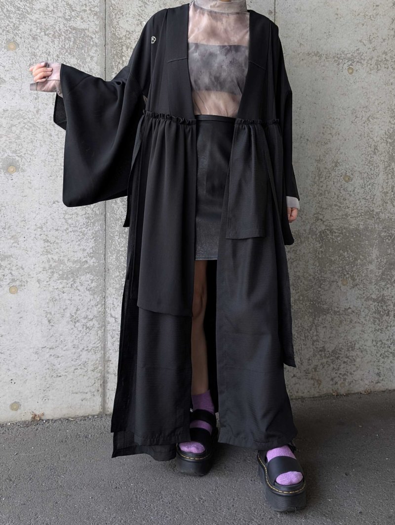 画像5: 【中陰蔦紋】黒紋付クラゲガウン (5)