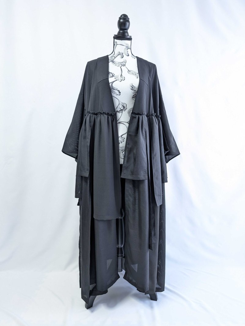 画像7: 【中陰蔦紋】黒紋付クラゲガウン (7)