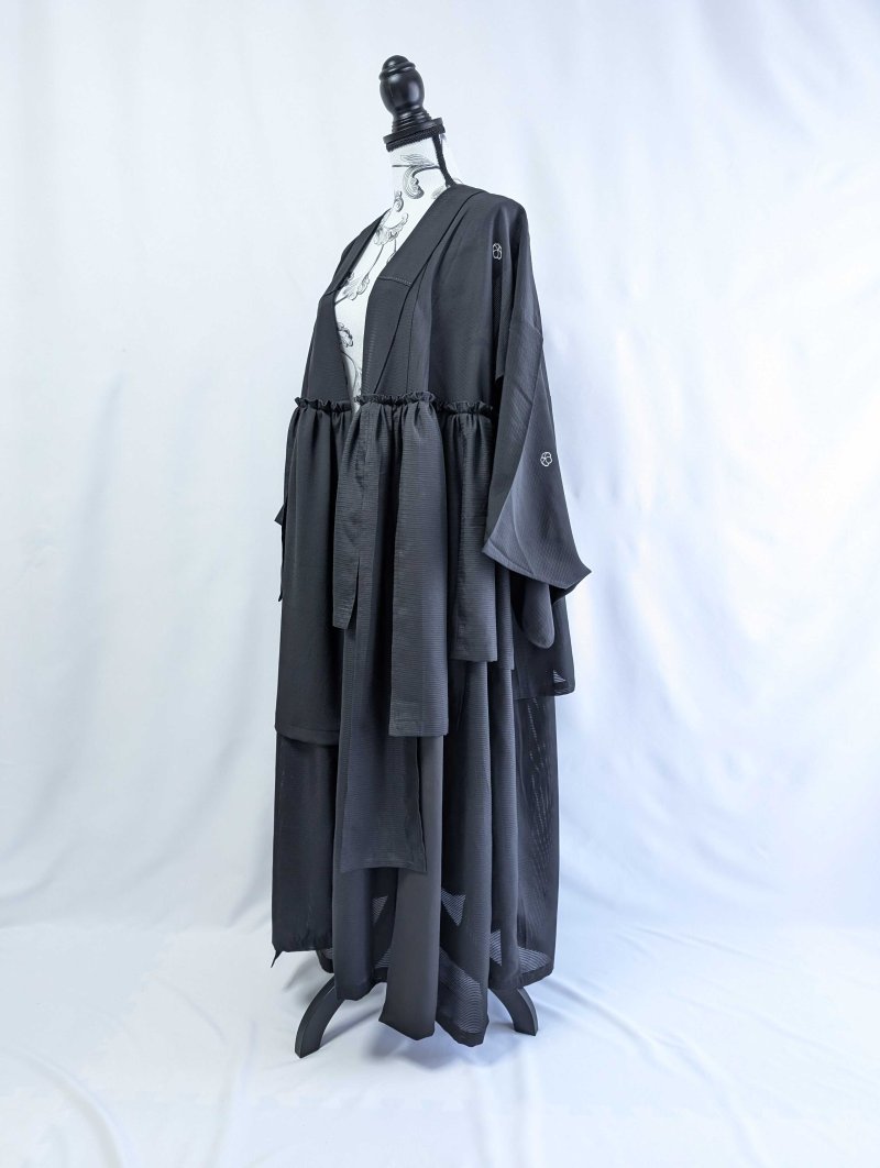 画像11: 【中陰蔦紋】黒紋付クラゲガウン (11)