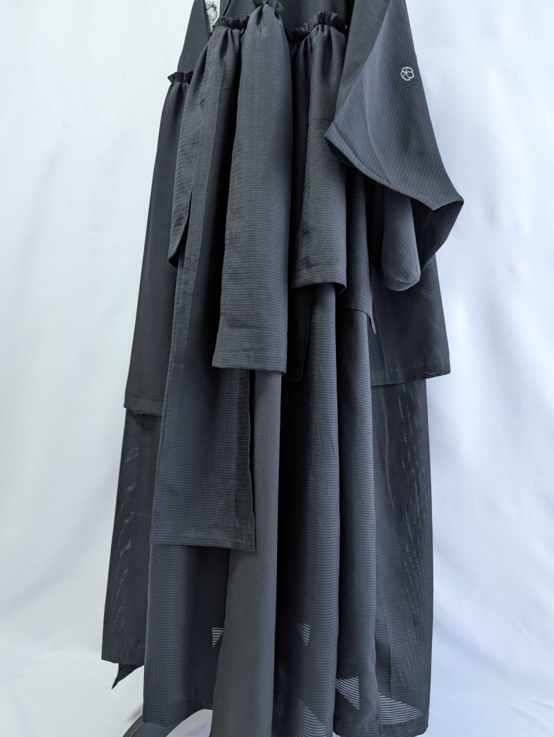 画像13: 【中陰蔦紋】黒紋付クラゲガウン (13)