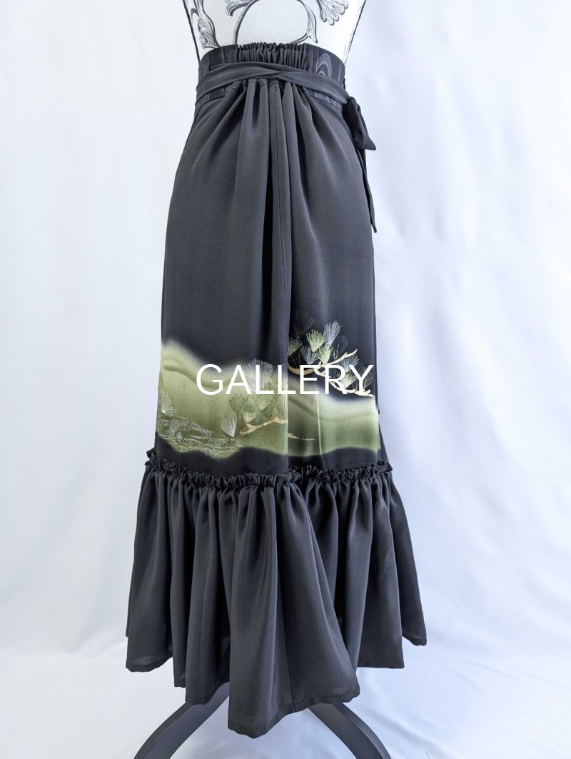 画像13: 【松に文箱文様】黒留袖マーメイドラップスカート (13)