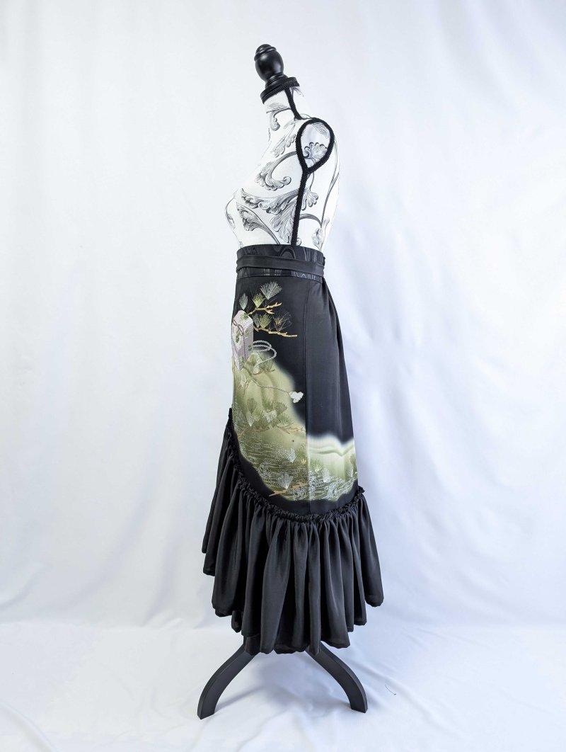 画像10: 【松に文箱文様】黒留袖マーメイドラップスカート (10)