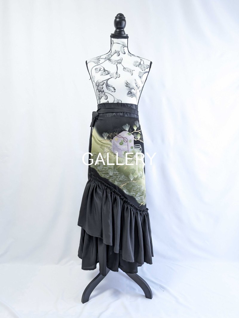 画像4: 【松に文箱文様】黒留袖マーメイドラップスカート (4)