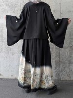 画像6: 【片喰紋×流水に竹や葦】落款付き黒留袖オーバースカートセットアップ (6)