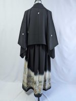 画像14: 【片喰紋×流水に竹や葦】落款付き黒留袖オーバースカートセットアップ (14)