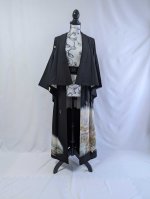 画像8: 【片喰紋×流水に竹や葦】落款付き黒留袖オーバースカートセットアップ (8)