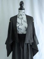 画像11: 【丸に立ち沢瀉紋】黒紋付ワイドパンツセットアップ (11)
