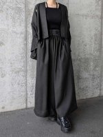 画像3: 【丸に立ち沢瀉紋】黒紋付ワイドパンツセットアップ (3)