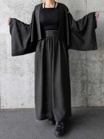画像4: 【丸に立ち沢瀉紋】黒紋付ワイドパンツセットアップ (4)