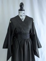 画像22: 【丸に立ち沢瀉紋】黒紋付ワイドパンツセットアップ (22)