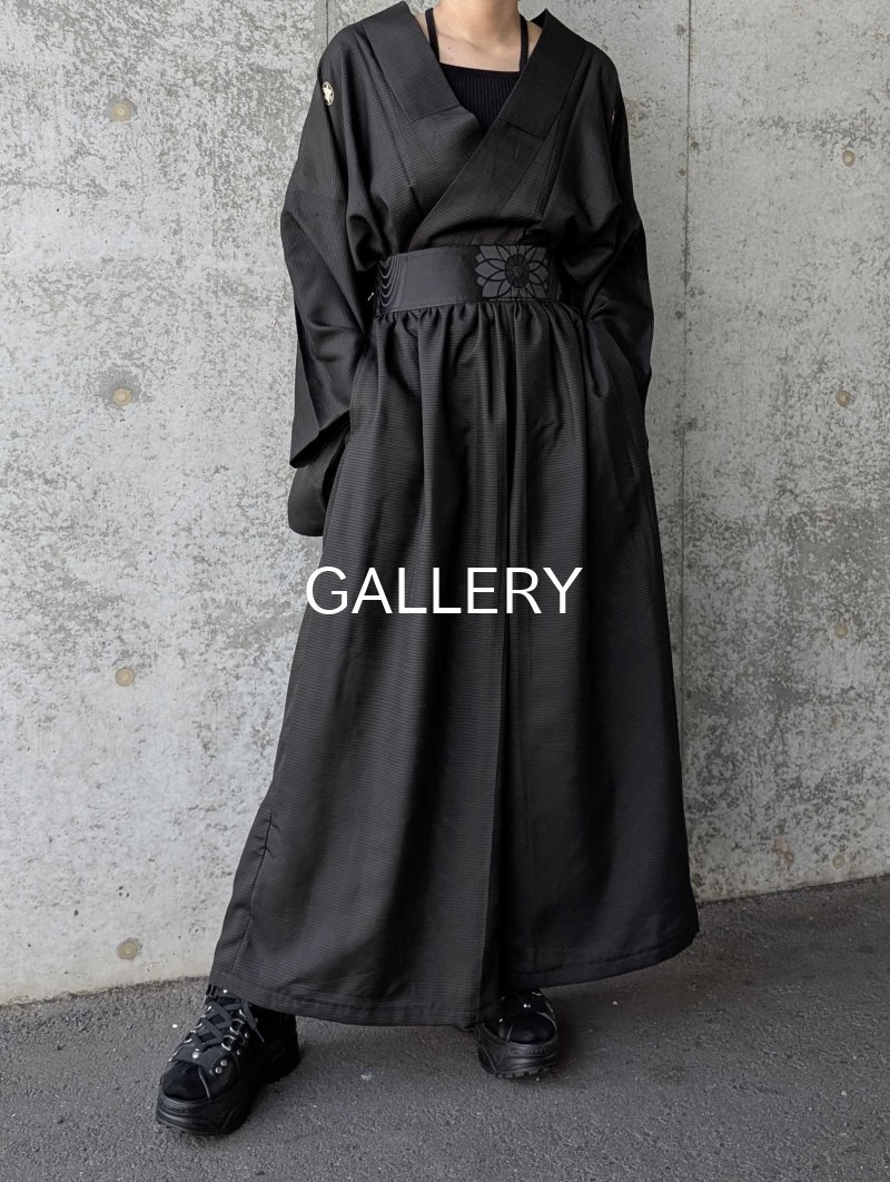 画像7: 【丸に立ち沢瀉紋】黒紋付ワイドパンツセットアップ (7)