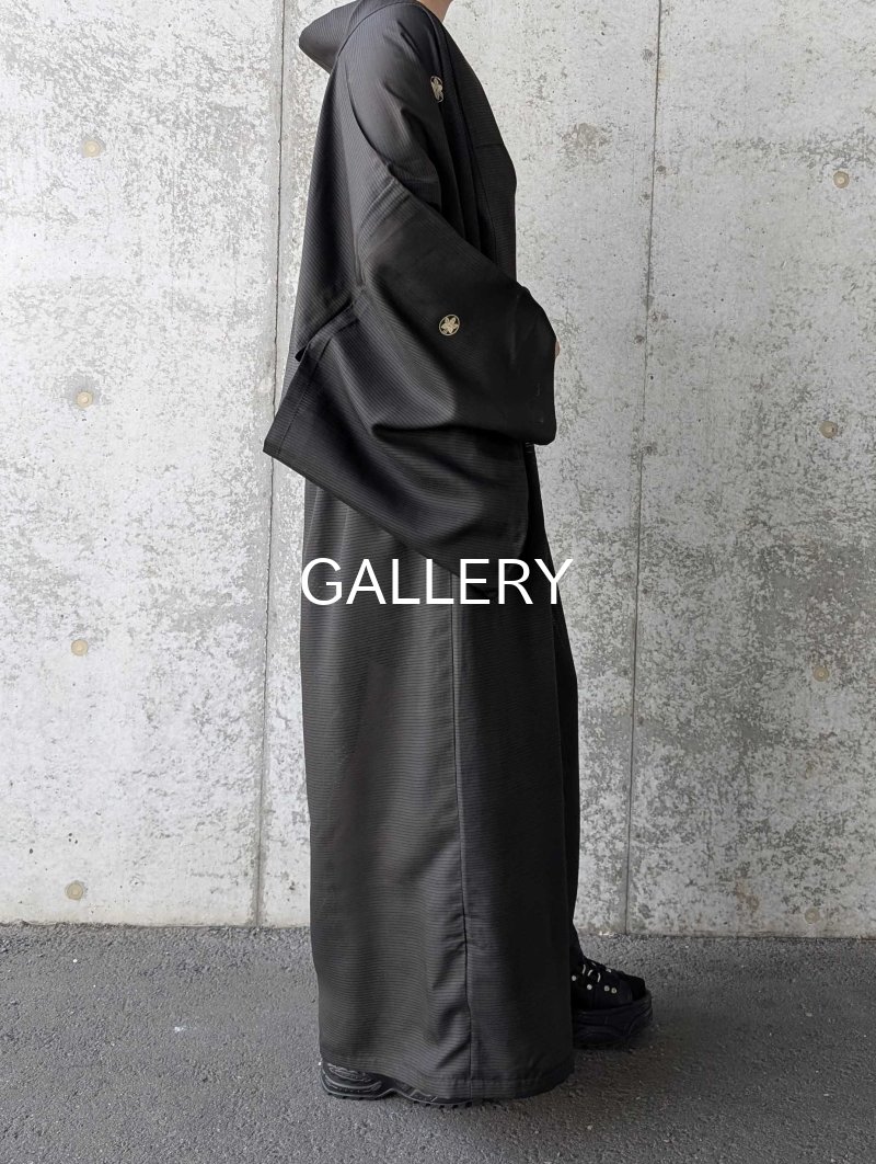 画像6: 【丸に立ち沢瀉紋】黒紋付ワイドパンツセットアップ (6)