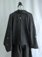 画像14: 【丸に立ち沢瀉紋】黒紋付ワイドパンツセットアップ (14)
