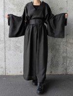 画像8: 【丸に立ち沢瀉紋】黒紋付ワイドパンツセットアップ (8)