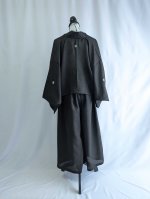 画像13: 【丸に立ち沢瀉紋】黒紋付ワイドパンツセットアップ (13)