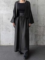 画像2: 【丸に立ち沢瀉紋】黒紋付ワイドパンツセットアップ (2)