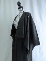 画像12: 【丸に立ち沢瀉紋】黒紋付ワイドパンツセットアップ (12)