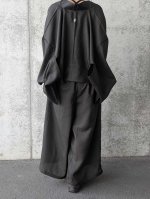 画像5: 【丸に立ち沢瀉紋】黒紋付ワイドパンツセットアップ (5)