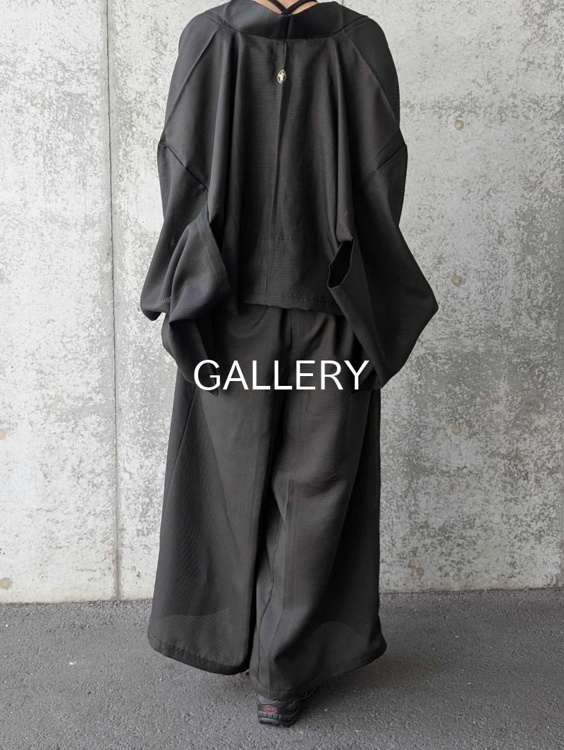 画像5: 【丸に立ち沢瀉紋】黒紋付ワイドパンツセットアップ (5)