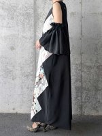 画像4: 【抱き茗荷紋×菊重ね】黒留袖ワンピース＆フリルスリーブ (4)