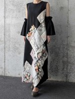 画像1: 【抱き茗荷紋×菊重ね】黒留袖ワンピース＆フリルスリーブ (1)