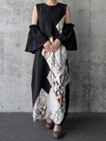 画像2: 【抱き茗荷紋×菊重ね】黒留袖ワンピース＆フリルスリーブ (2)