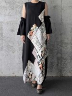 画像3: 【抱き茗荷紋×菊重ね】黒留袖ワンピース＆フリルスリーブ (3)