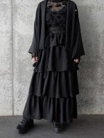 画像10: 【違い鷹の羽紋】黒紋付フリルティアードラップスカートセットアップ (10)