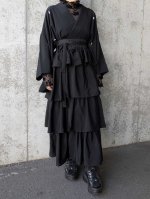 画像3: 【違い鷹の羽紋】黒紋付フリルティアードラップスカートセットアップ (3)