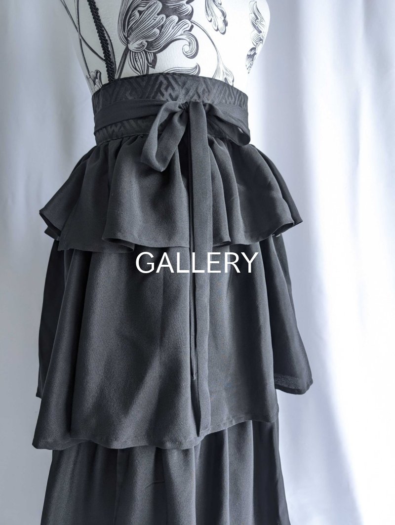 画像20: 【違い鷹の羽紋】黒紋付フリルティアードラップスカートセットアップ (20)