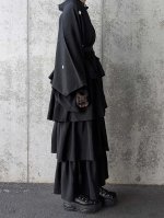 画像6: 【違い鷹の羽紋】黒紋付フリルティアードラップスカートセットアップ (6)