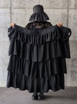 画像15: 【違い鷹の羽紋】黒紋付フリルティアードラップスカートセットアップ (15)