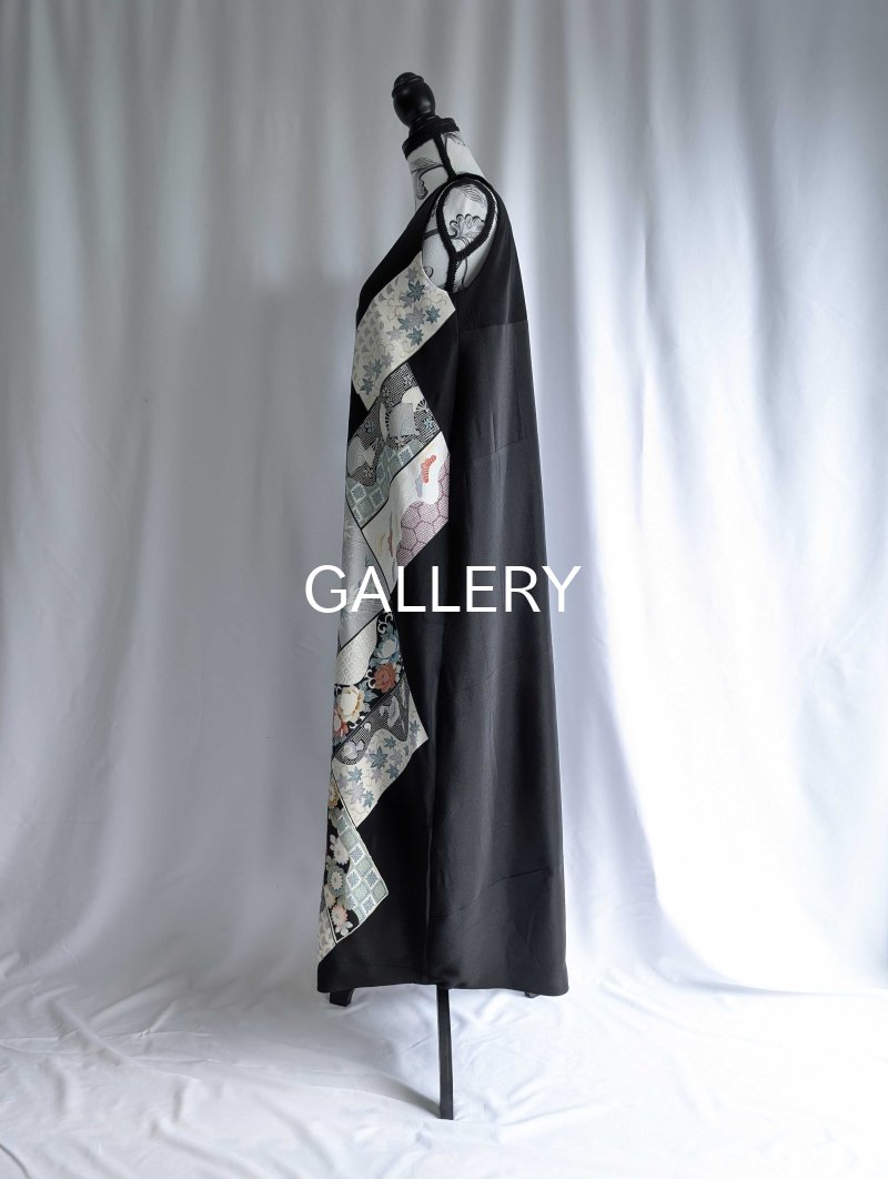 画像16: 【抱き茗荷紋×菊重ね】黒留袖ワンピース＆フリルスリーブ (16)