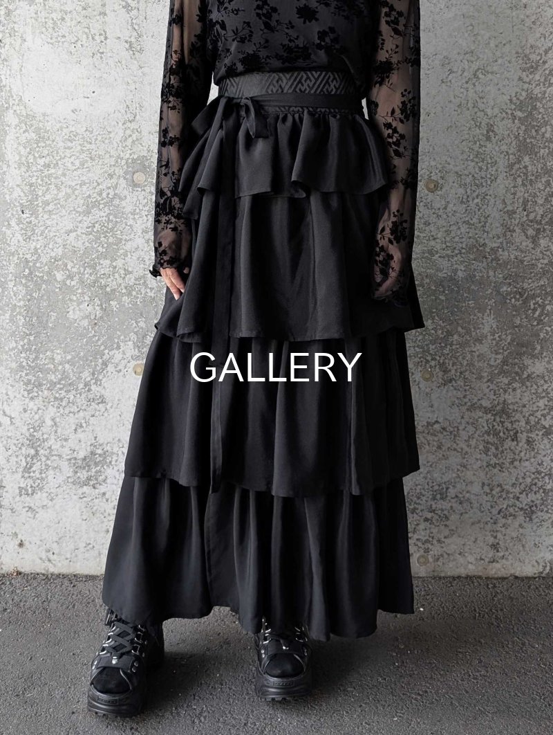 画像13: 【違い鷹の羽紋】黒紋付フリルティアードラップスカートセットアップ (13)