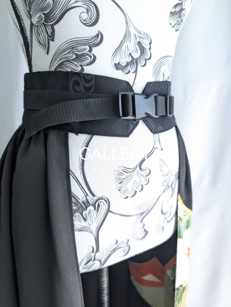 画像11: 【牡丹×刺繍鳳凰】黒留袖オーバースカート (11)