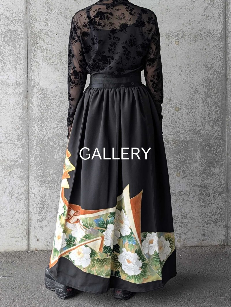 画像3: 【牡丹×刺繍鳳凰】黒留袖オーバースカート (3)