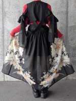 画像4: 【百花繚乱】黒留袖シースルーオーバースカートセットアップ (4)
