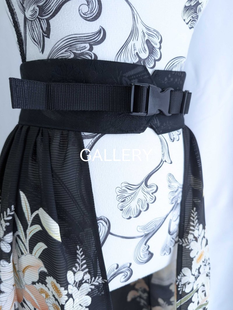 画像12: 【百花繚乱】黒留袖シースルーオーバースカートセットアップ (12)