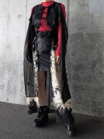 画像6: 【百花繚乱】黒留袖シースルーオーバースカートセットアップ (6)