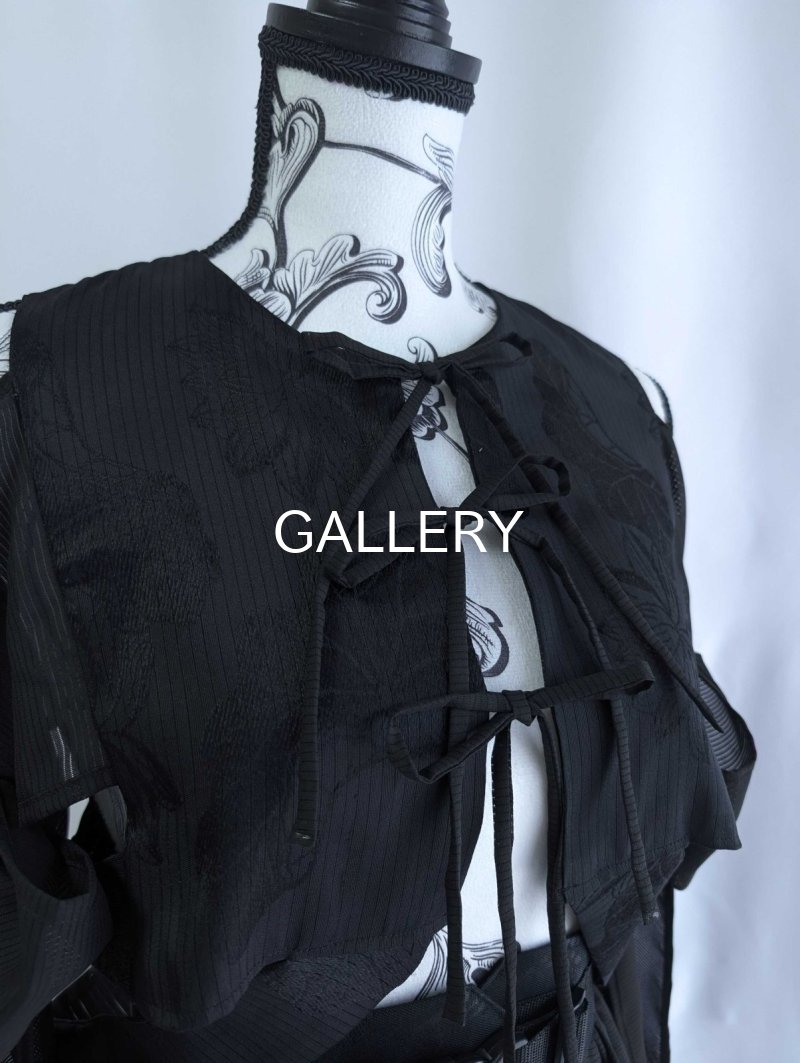 画像23: 【百花繚乱】黒留袖シースルーオーバースカートセットアップ (23)