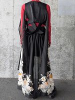 画像7: 【百花繚乱】黒留袖シースルーオーバースカートセットアップ (7)