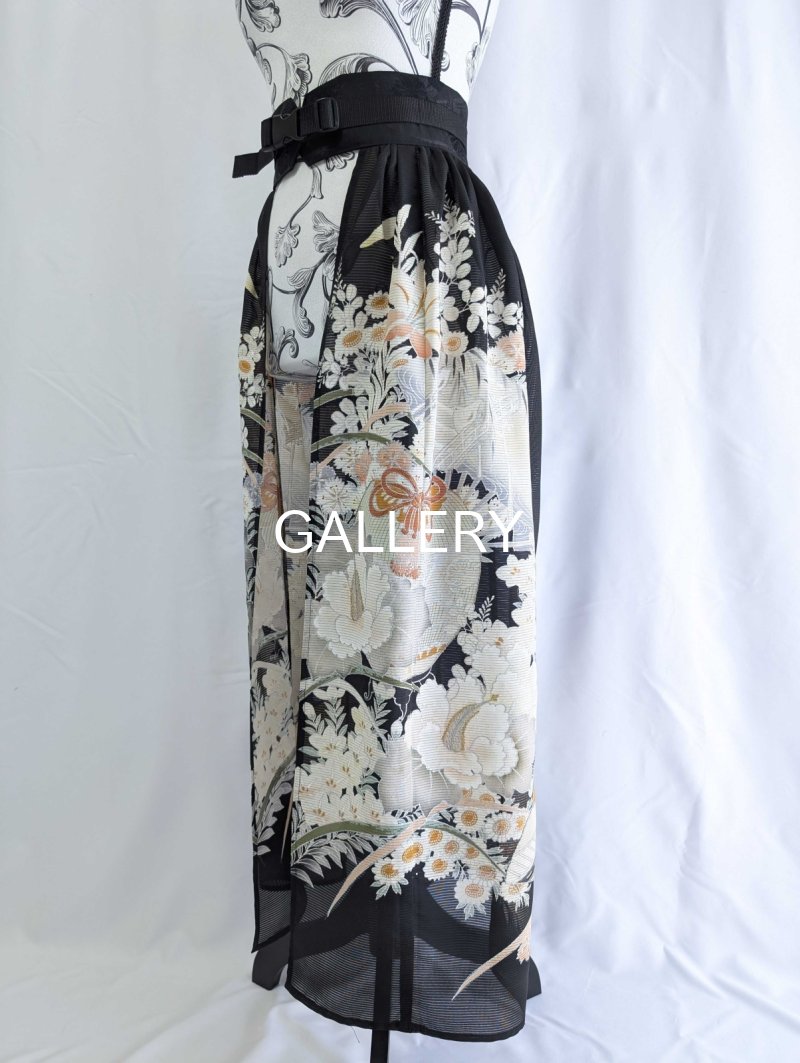画像10: 【百花繚乱】黒留袖シースルーオーバースカートセットアップ (10)