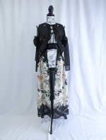 画像14: 【百花繚乱】黒留袖シースルーオーバースカートセットアップ (14)