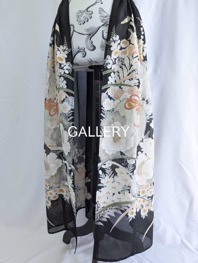 画像9: 【百花繚乱】黒留袖シースルーオーバースカートセットアップ (9)