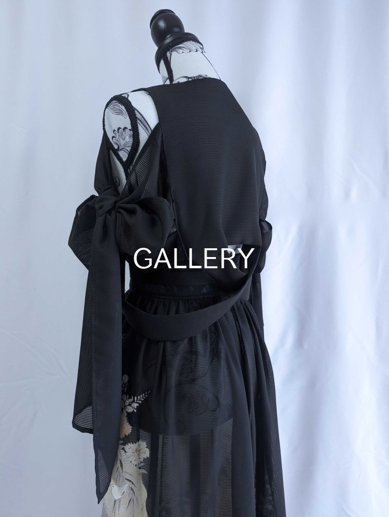 画像18: 【百花繚乱】黒留袖シースルーオーバースカートセットアップ (18)