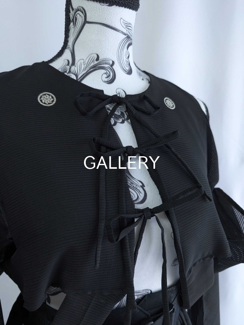 画像16: 【百花繚乱】黒留袖シースルーオーバースカートセットアップ (16)