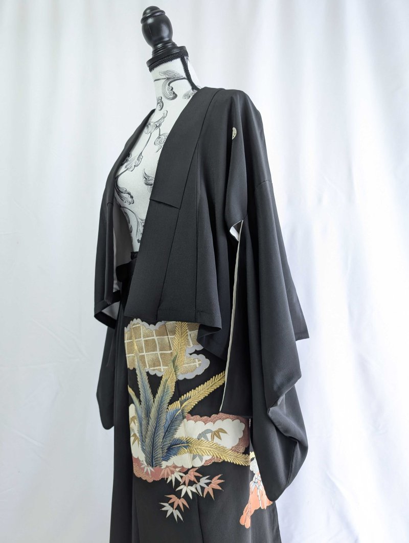 画像11: 【雲取り×笹紅葉】黒留袖ワイドパンツセットアップ (11)