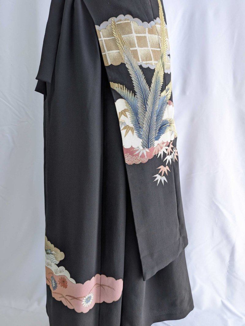 画像18: 【雲取り×笹紅葉】黒留袖ワイドパンツセットアップ (18)